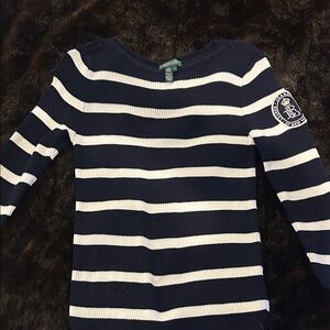 Lauren Ralph Lauren Navy and White Striped Sweater